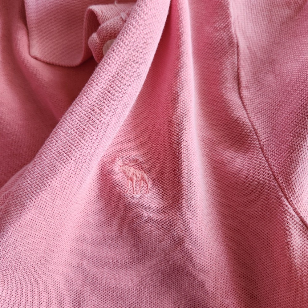 Abercrombie & Fitch Women's M Polo Shirt Preppy Moose Y2K Pink Distressed - Picture 5 of 10